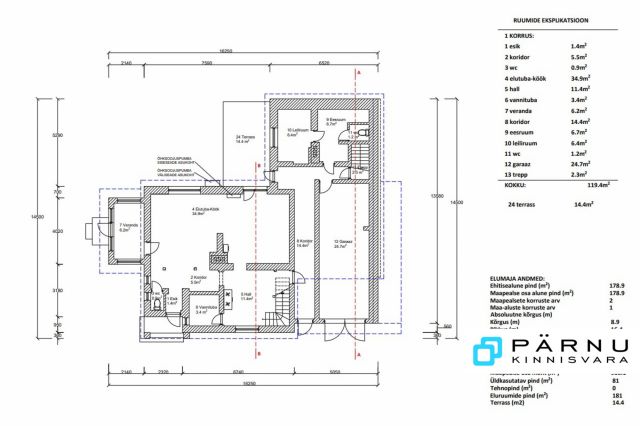 Müüa maja, 7 tuba, Pärnu maakond, Pärnu linn, Kaevu tn 42